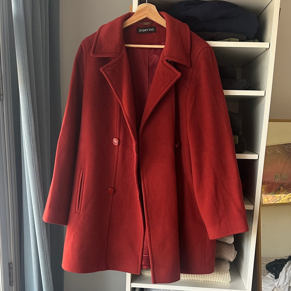 Jacques Vert Women's Classic Red Pea Coat